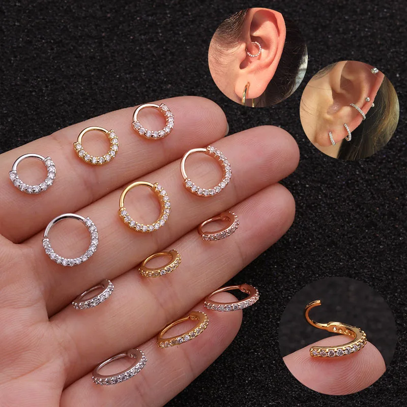 

YW Wholesale Fashion Nose Piercing Septum Surgical Steel Ear Cartilage Ring Nose Ring With Zircon