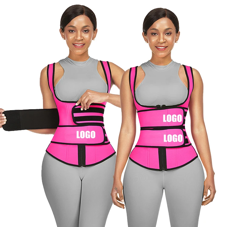 

New Custom Logo Compression Double Belt Women Workout Tummy Control Neoprene Waist Trainer Vest