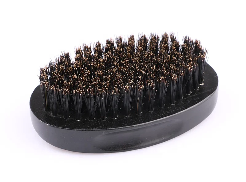 
Profession black wood salon custom logo curved handle beard wave brush for men 