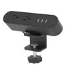 2 power 3 USB charger clamp on desk edge power grommet socket with metal bracket / Removable Desktop Clamp Mounted usb socket