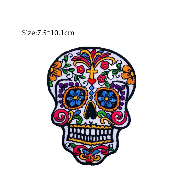 

Wholesale Iron on DIY embroidered skull patch for clothing jacket