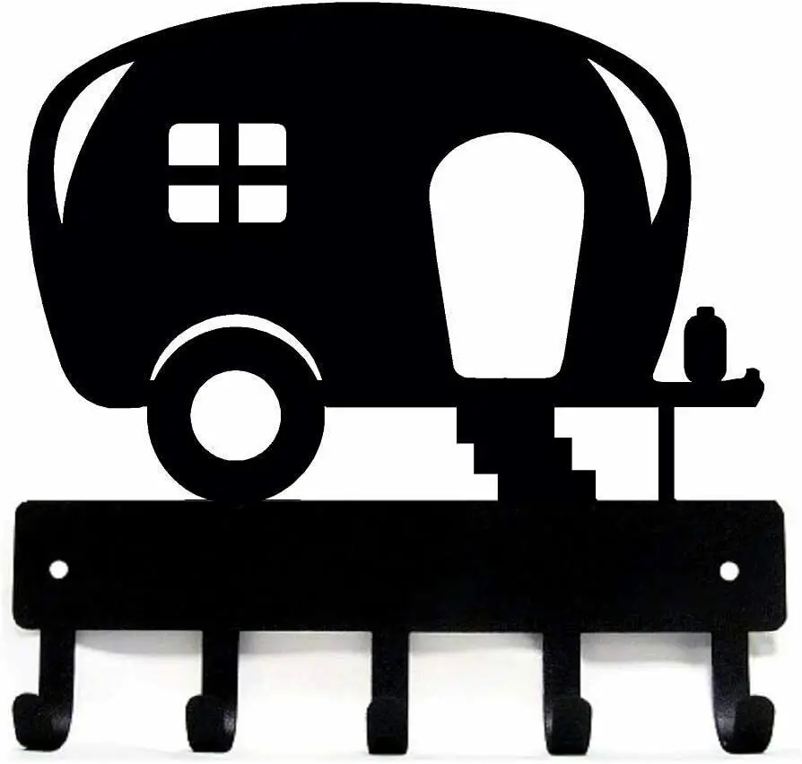 

Decor Camper Wide Metal Wall Art Craft Key Rack Hanger 5 Hooks 9 Inch Wide