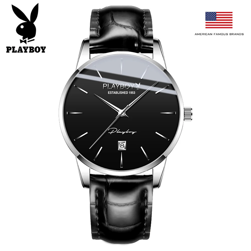 

Playboy 2604 OEM wholesale leather watch strap Sport Watches Men Waterproof Digital luxury winding Automatic watches