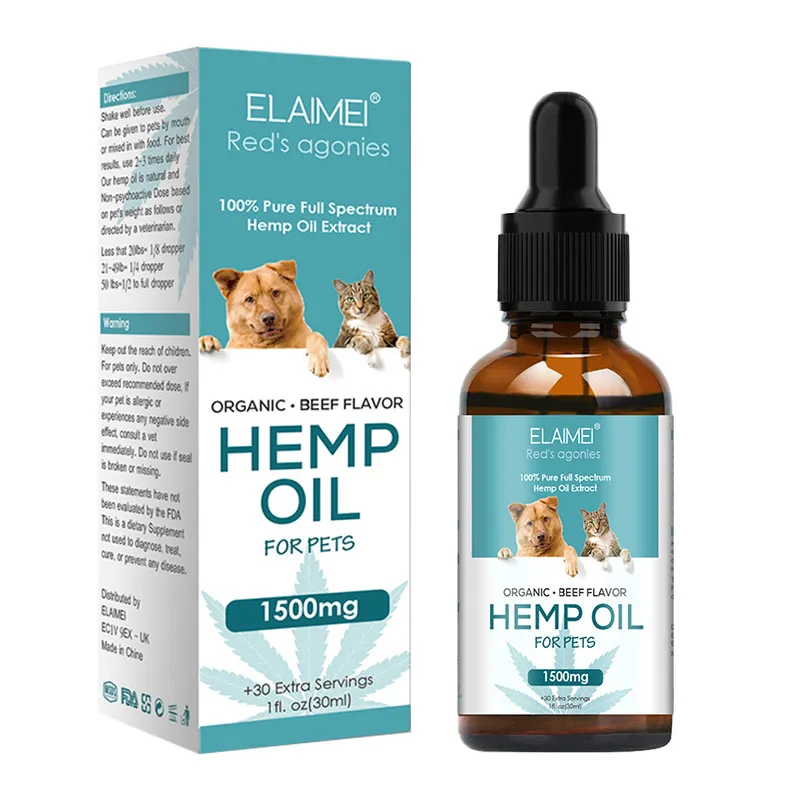 

ELAIMEI Hemp Oil for Dogs Cats 1500mg