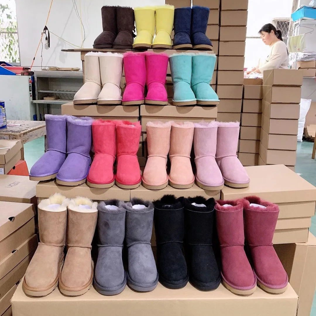 

Wholesale 2020 hot color winter warm boots real wool fashion high bow women's snow Boots