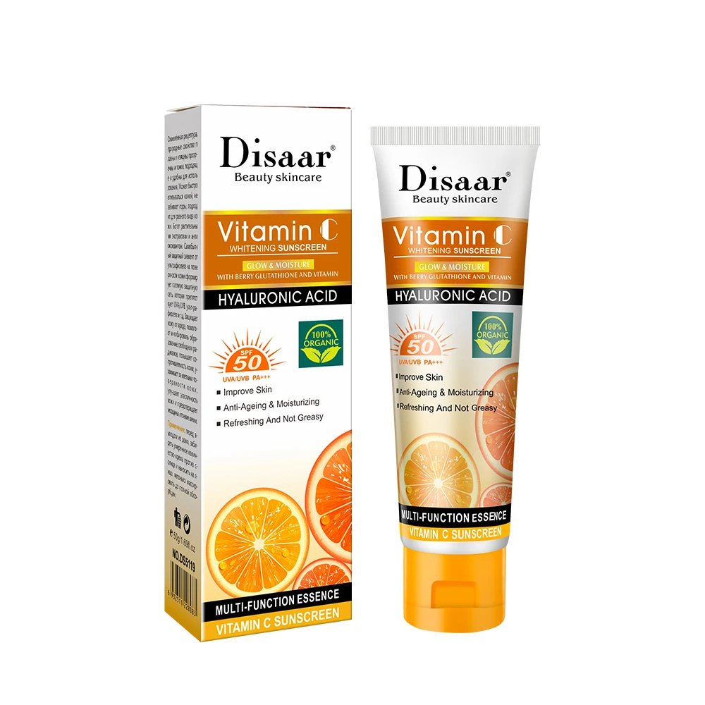 

Disaar Skin Care SPF 50+ Sun Cream Face Lotion 100% Organic Vitamin C Anti-Aging Whitening Sunscreen