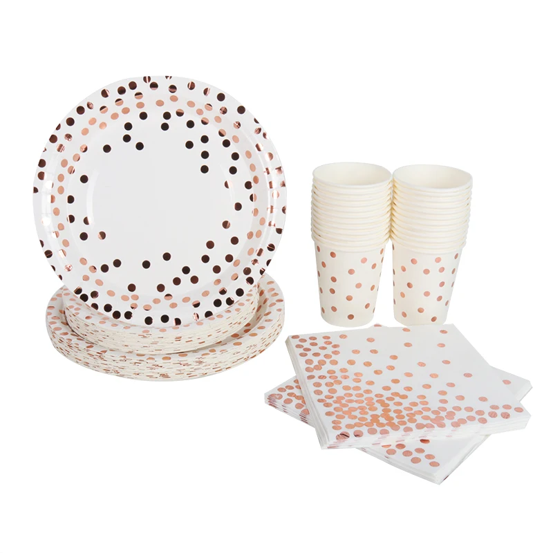 

Nicro Exquisitely Crafted New Design Party Rose Gold Paper Plates Set Des Set Dinnerware