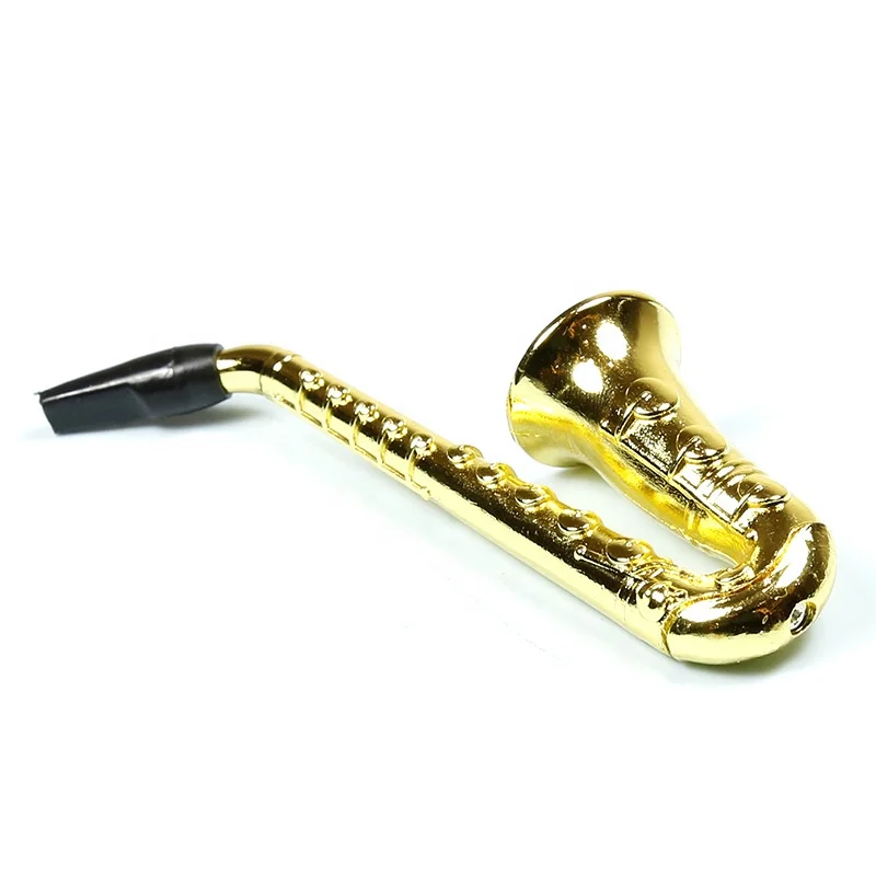 

Creative Saxophone Shaped Metal Smoking Pipe, Shown