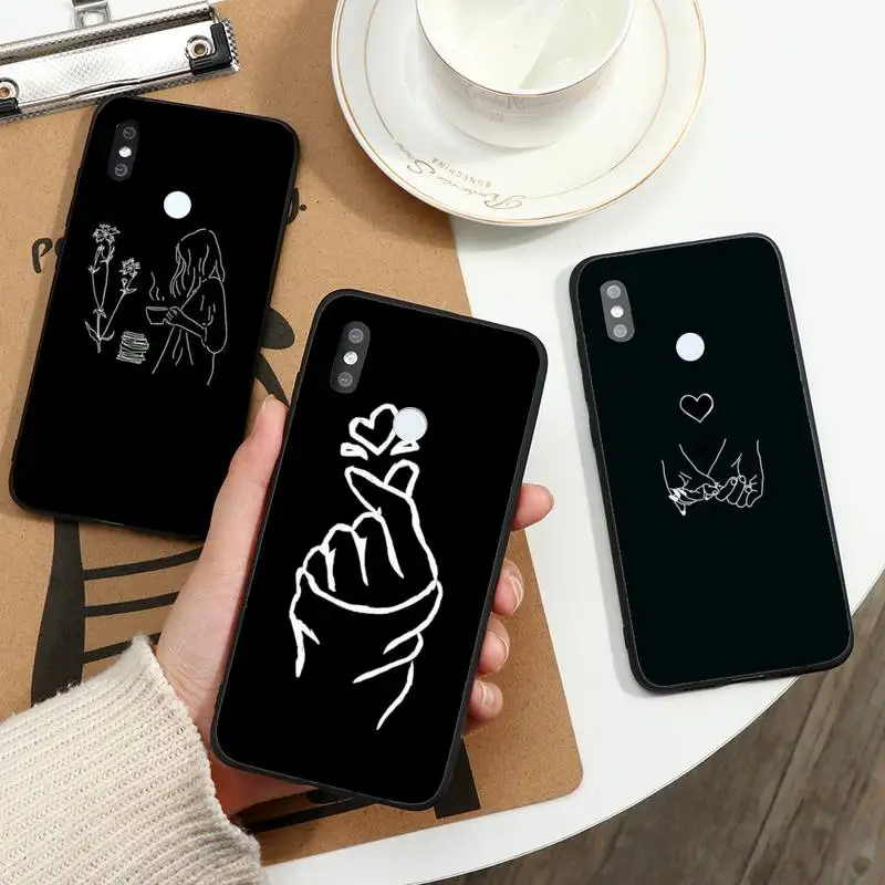 

Aesthetic art black and white combination Phone Case For Xiaomi redmi 9 9a 8 8a note 10 9 9s 8 8t 7 mi 9 9t 10 pro max funda