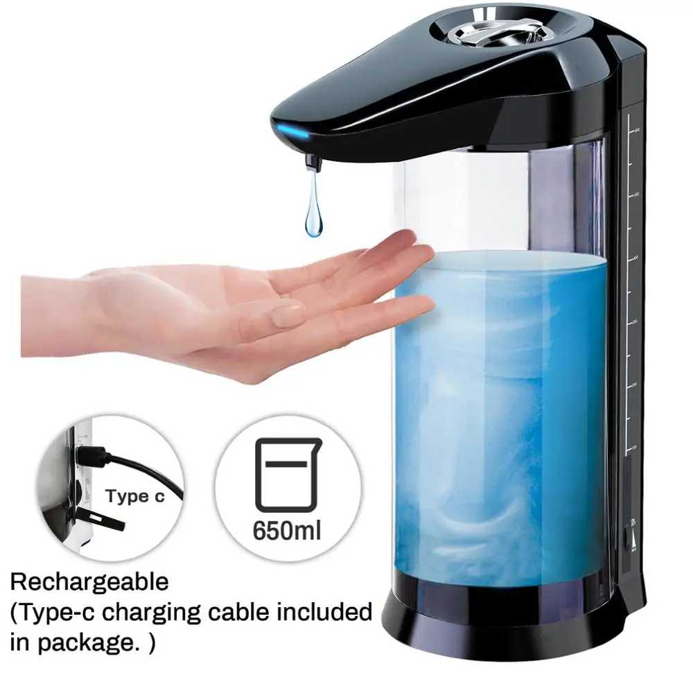 

650/400ml Automatic touchless Rechargeable or connect to the power supply Liquid soap Dispenser Gel Hand sanitize