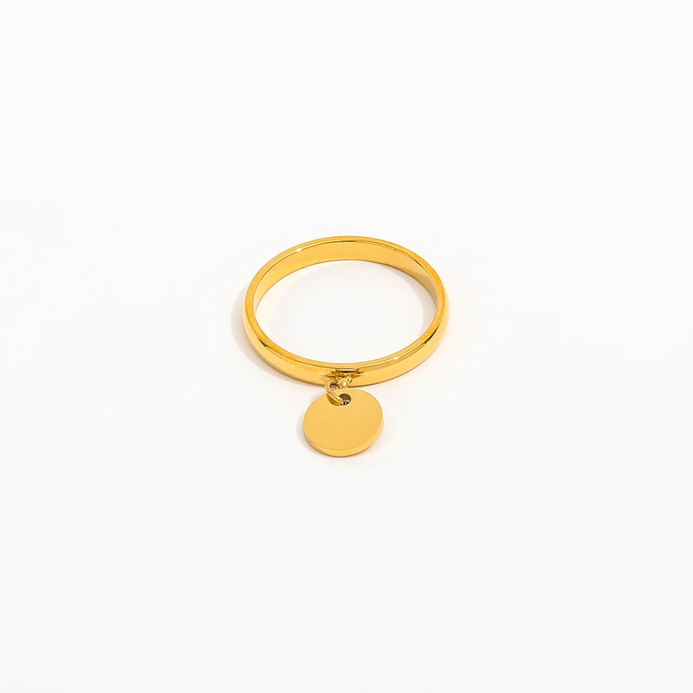 Joolim Jewelry 18K Gold Plated Statement Dot Pendant Stainless Steel Band Rings for Women