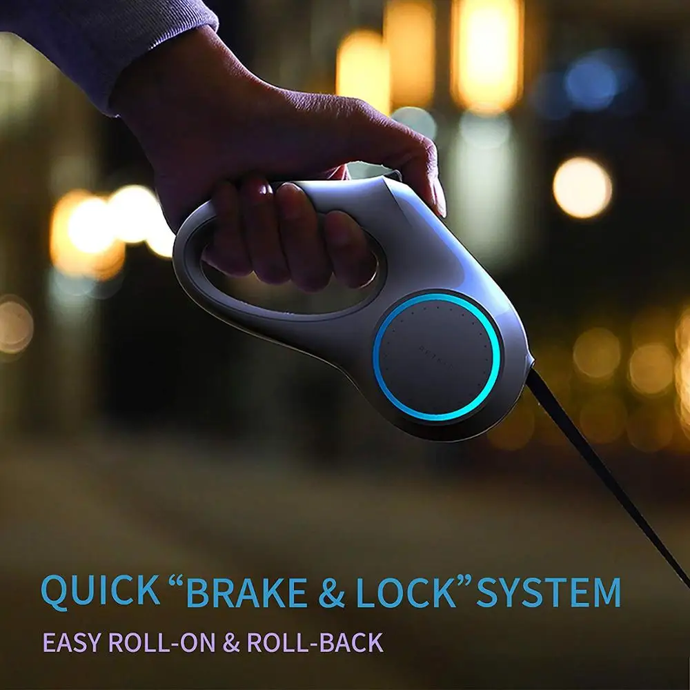 
PETKIT Go Shine New Retractable Dog Leash with 2 Streamer Rings, Headlamp Spotlight, Magnetic Contact Charging 