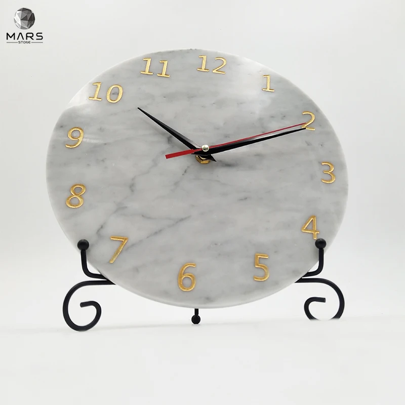 

Decorative Handmade Modern Round White Marble Wall Clock For Office Or Home
