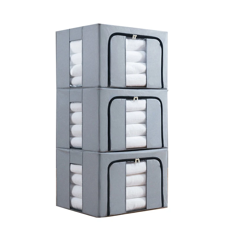

66L Cloth Folding Large Capacity Clothing Organizer Thick Non-woven Steel Frame Storage Box