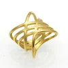 Yiwu Aceon stainless steel wide size cut out multi line gold crossed ring