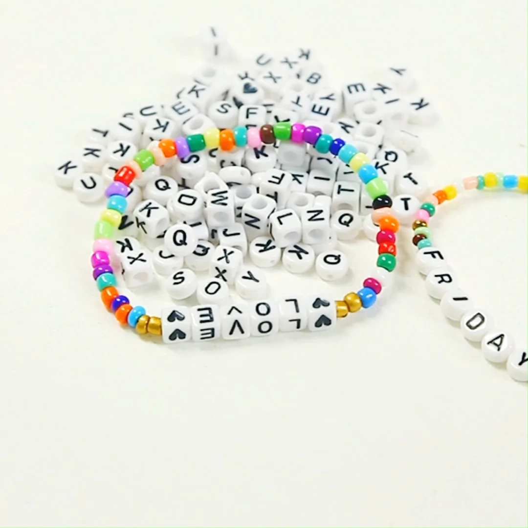 19 Colors 6x6mm Letter Beads Square Digital Alphabet Beads For Diy Crafts Acrylic Beads For