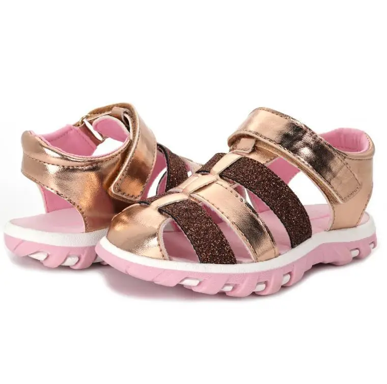 

New Children Girl Sandals Shiny Summer Kids Toddler Girl Sandals Comfortable Breathable Children's Soft Soled Sandal, Pink/gold/blue