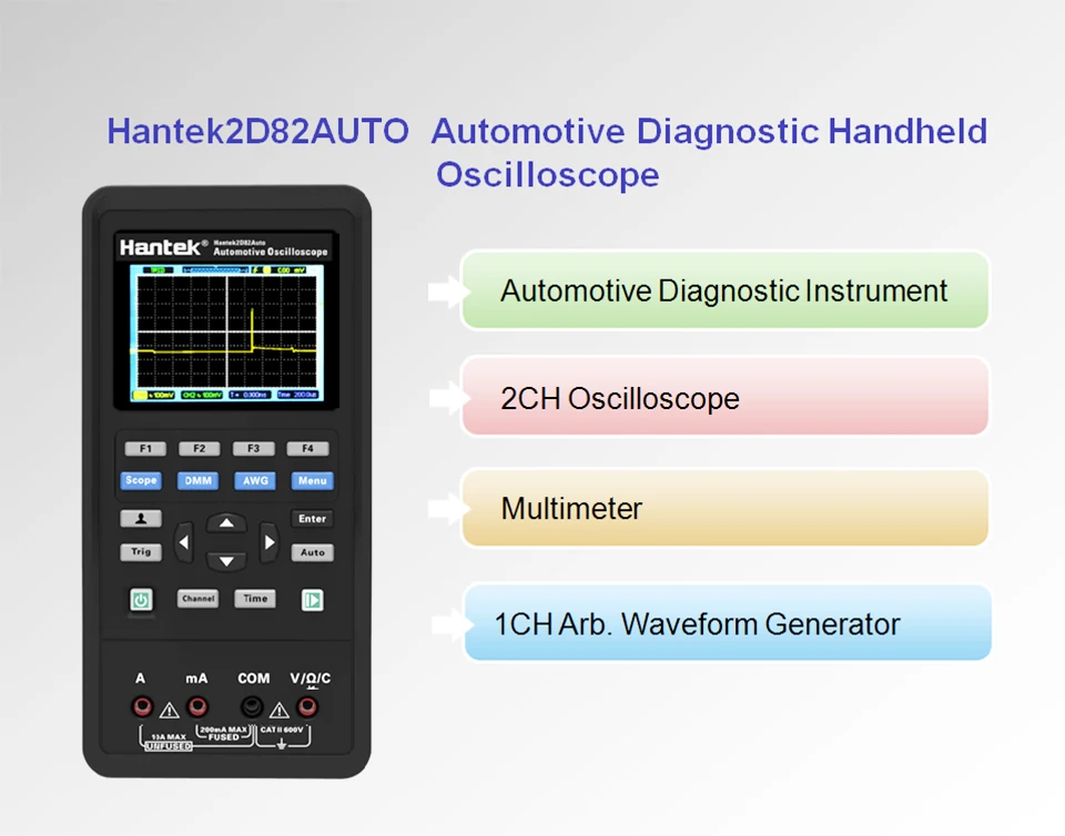 Hantek 2d82 Auto 4in1 Portable Automotive Oscilloscope 80mhz Digital