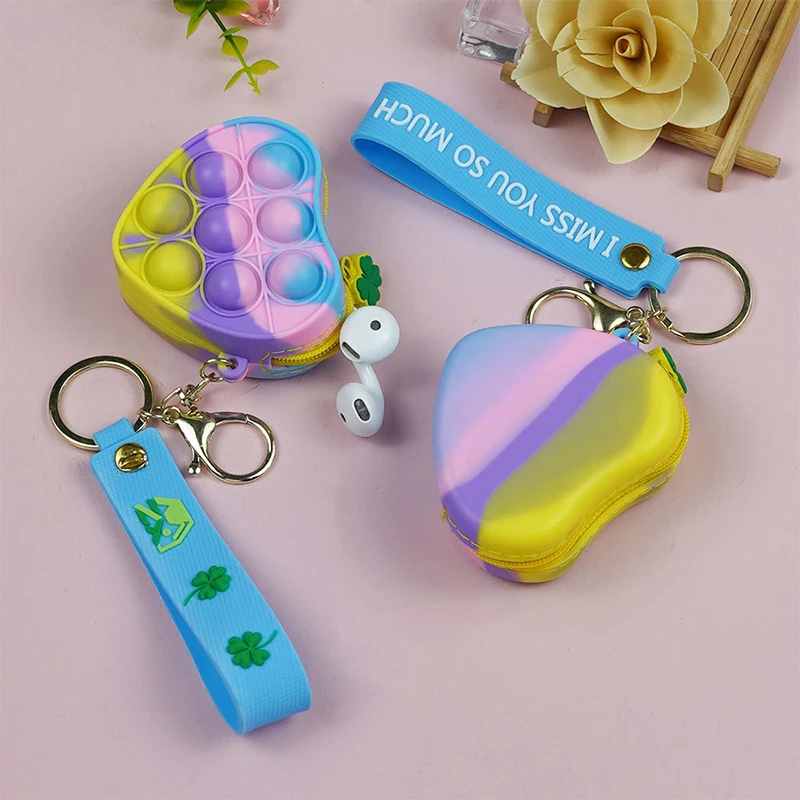 

silicone small toy change fidget coin purse poppet bags, Customized color