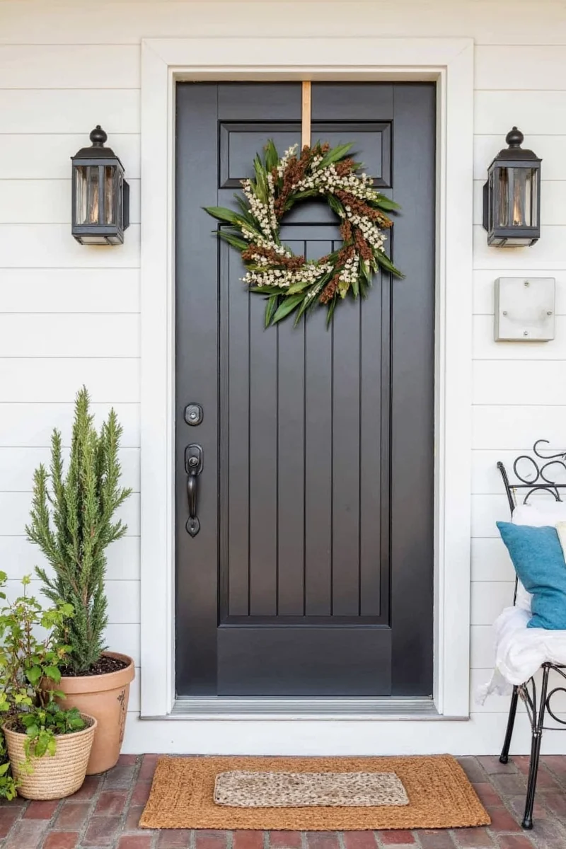 Indoor plant arrangement near doorway