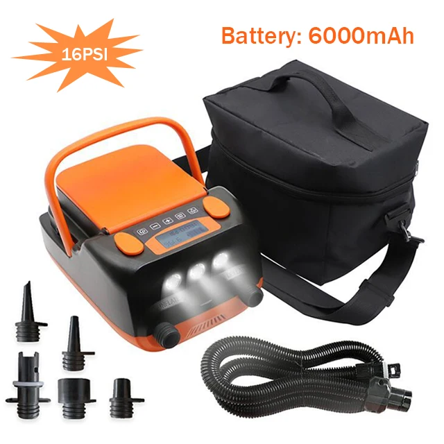 

Electric SUP Air Pump Compressor 16PSI Rechargeable ISUP Pump 12V ISUP Electric Pump Inflator/Deflator