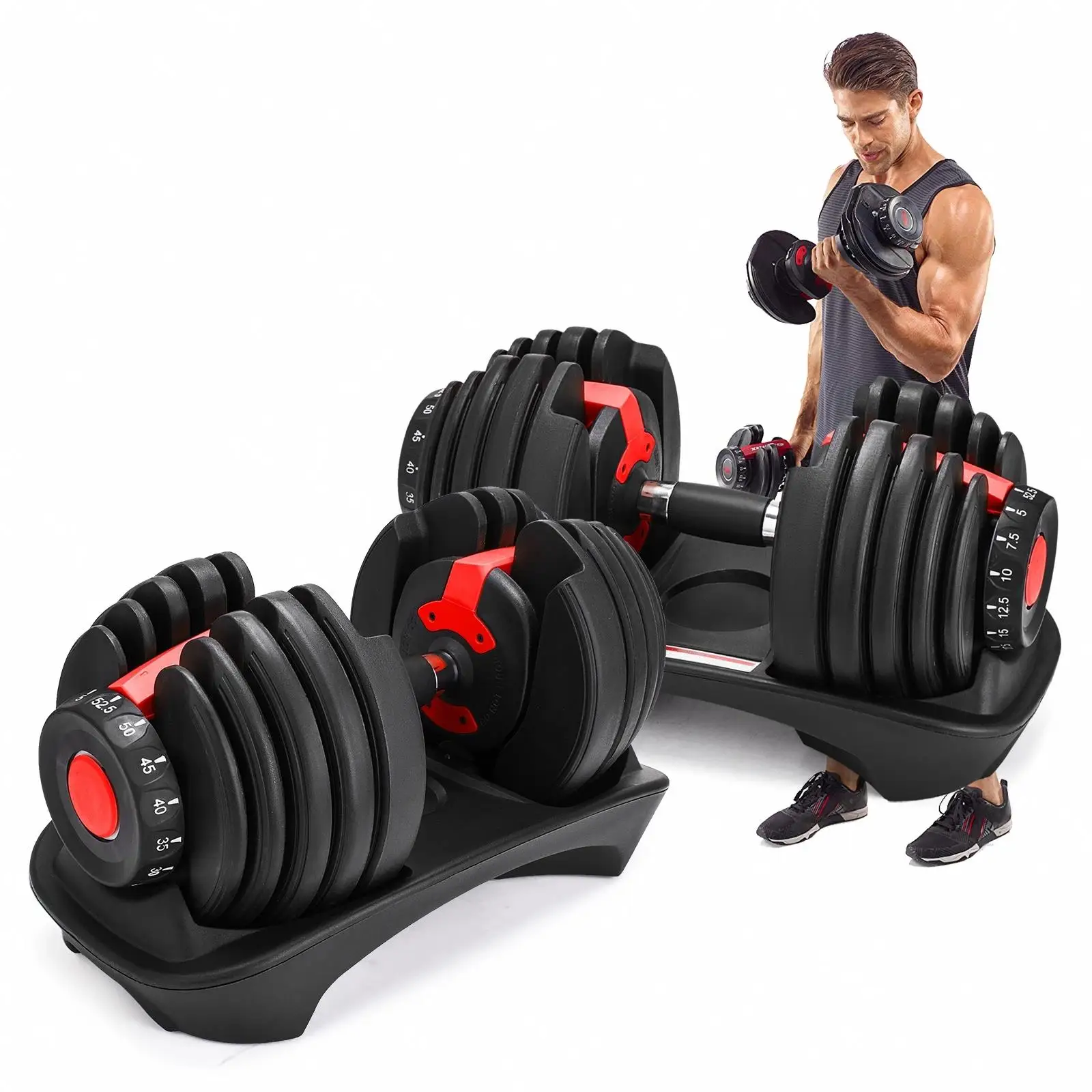 

Hot Sale Hot Selling Men Gym Power Weight Lifting Training Arm Exercise Free Weight Adjustable Dumbbell Set, Black