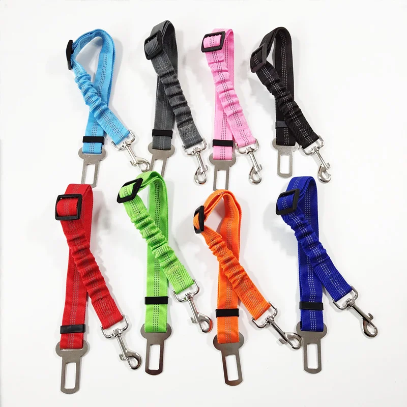 

Reflective Nylon Retractable Elastic Dog Seat Belt Upgraded Dog Car Seatbelts Adjustable Pet Dog Seat Belt, A variety of colors are available