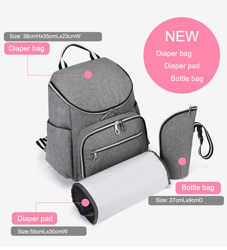 

New Trend Popular Diaper Bag Feeder Bottle Bag Portable Mummy Diaper Backpack Waterproof Polyester Baby Changing Bag