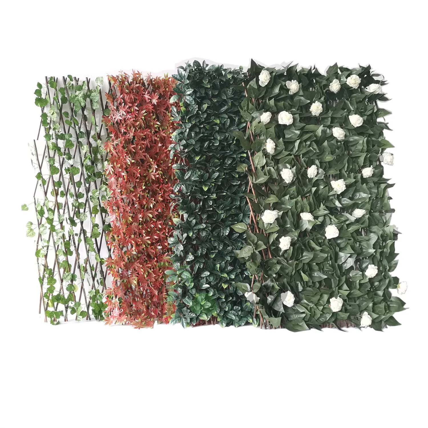 Garden Expandable Artificial Plastic Laurel Leaves Trellis Bamboo Panel