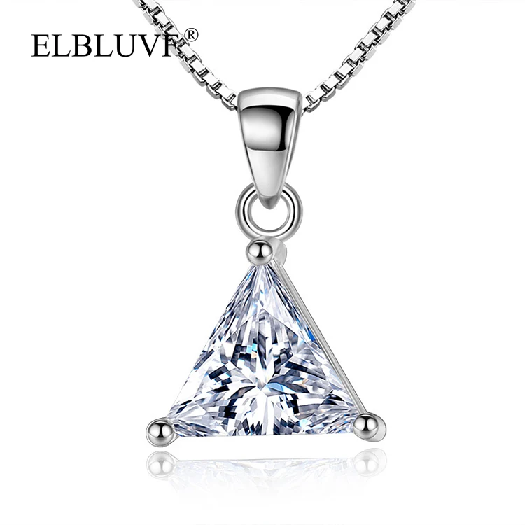 

ELBLUVF New Arrive S925 Silver Plated Triangle Shape Zircon Pendant Jewelry For Women, Steel color