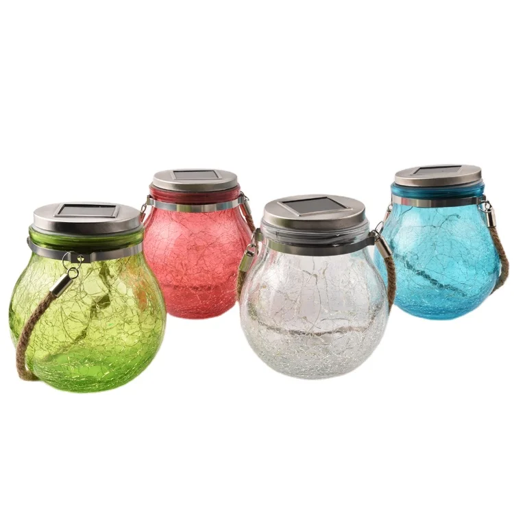 2020 top sale glasscrack fairy lights solar garden outdoor waterproof lights fine mason jar chandelier