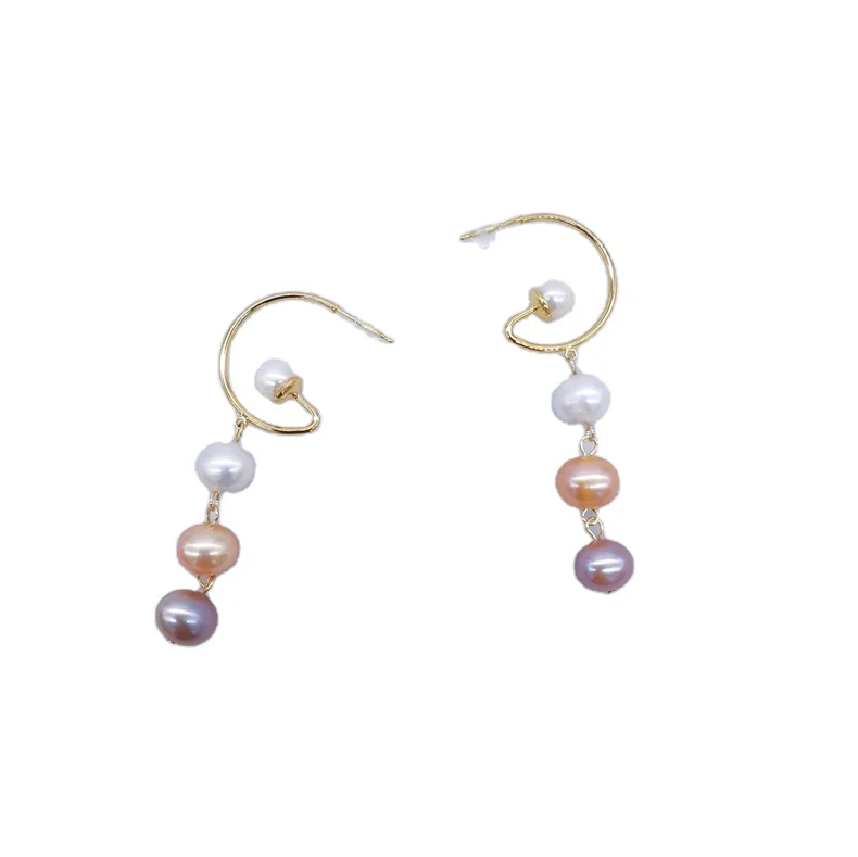 

E204 Morden Style Multi-color Freshwater Pearl Dangle Earrings Luxury Pearl Jewelry