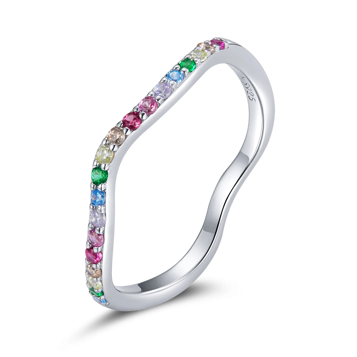 

SCR705 Colorful cubic zirconia jewelry 925 silver rainbow bridge rings