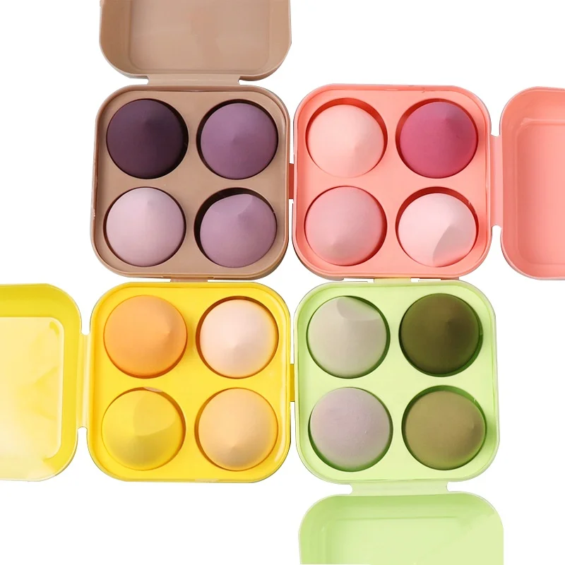 

4pcs/box Non Latex Makeup Sponges Set With Case Korean Macaron Color Beauty Blending Makeup Puff Set Juego De Esponja