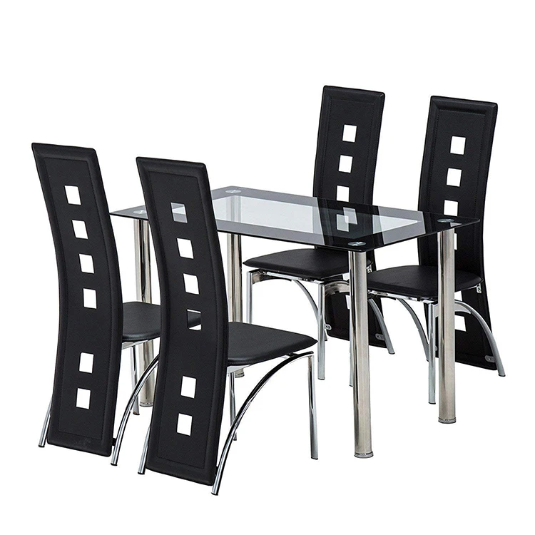 
High quality black 4 seater dining table set in china 