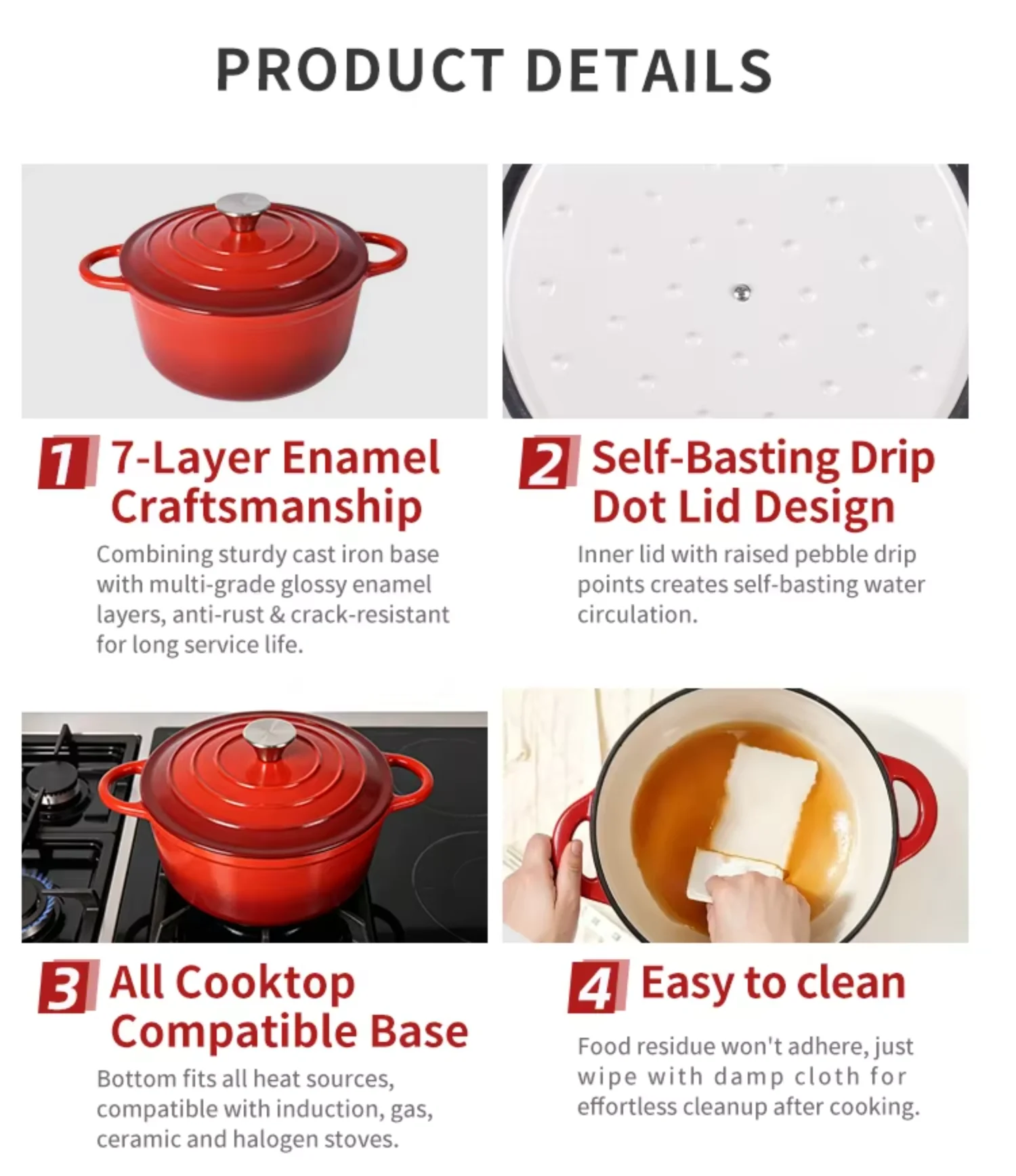 Home Kitchen Cooking French Style Orange Enameled Casseroles Dutch Oven Enamel Cast Iron Cookware