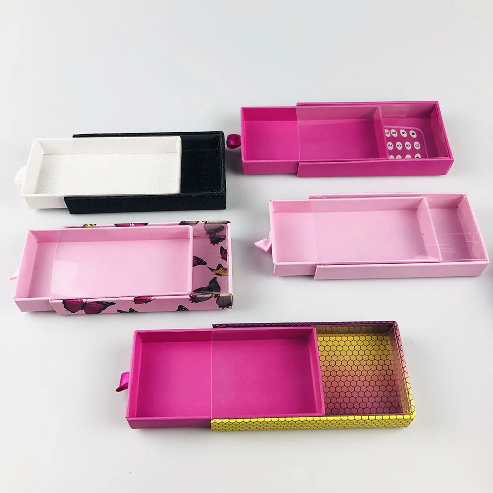 

Wholesale strip pull out drawer lashes packaging box empty lash drawer case with custom logo, Oem/odm