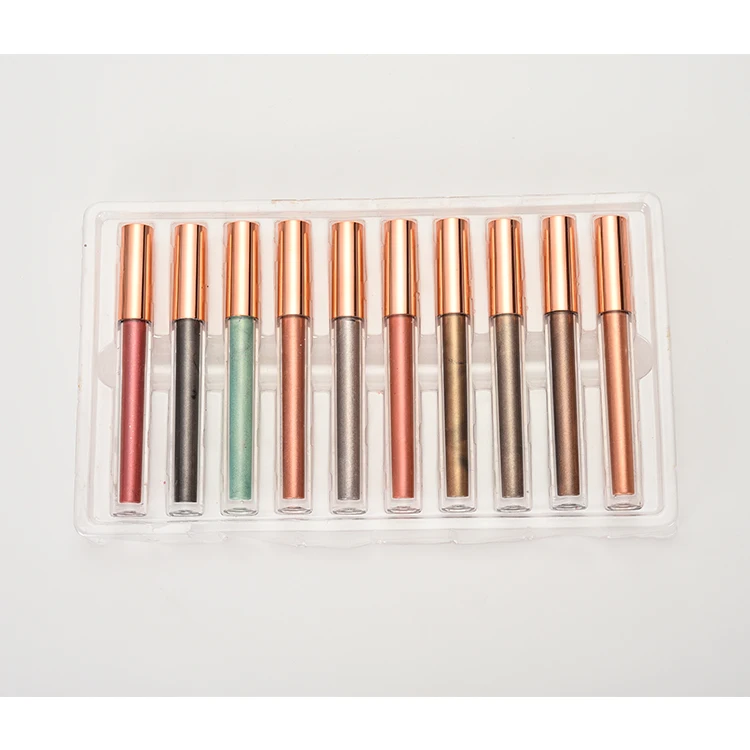 

10 color artistic waterproof eye shadow box hold live gold liquid eye shadow bling