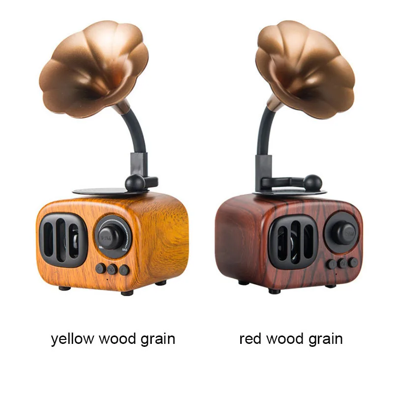 subwoofer, bt speaker Vintage Cabinet Speaker Gramophone Bluetooth Record Player with FM Radio Mini Wireless Boom Box Speaker Walnut Color - ANKUX.COM