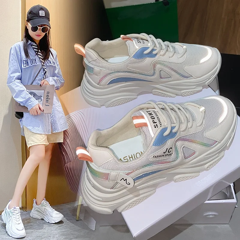 

Women Shoes High Quality Women Sneakers Slip On Flats Shoes ladies reflective Walking Flat women chunky sneakers casual shoes