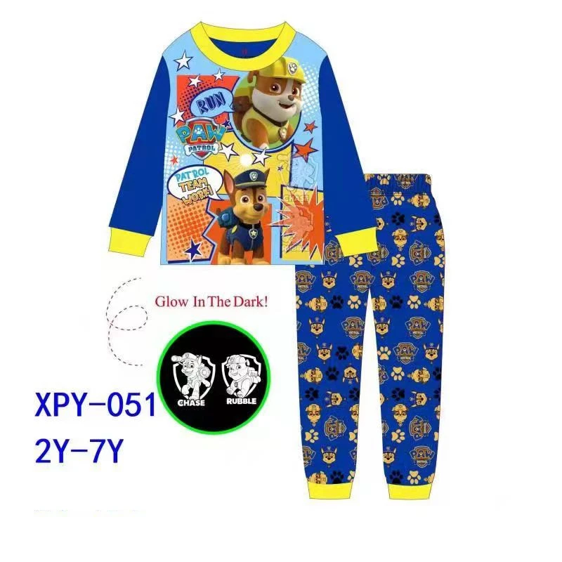 

Best Quality Cartoon Kids Pyjamas Set Fashion Long Pyjamas for Children Cotton Print 2-7Y Glow in the Dark Pyjamas Boy