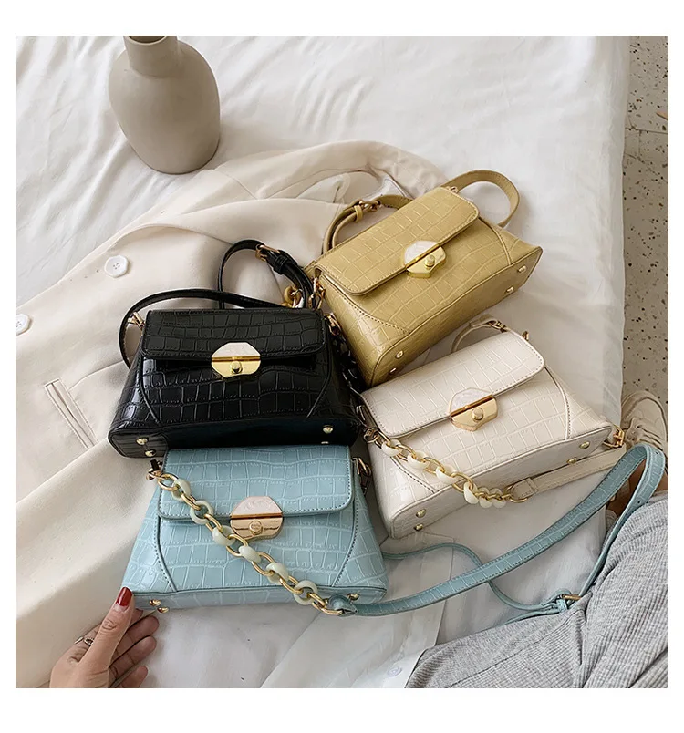 

ST-0869 Female Bag Popular Fashion Tide Inclined Bag One Shoulder Brim Joker Small Package Chain Purse Summer Handbags, Multi color