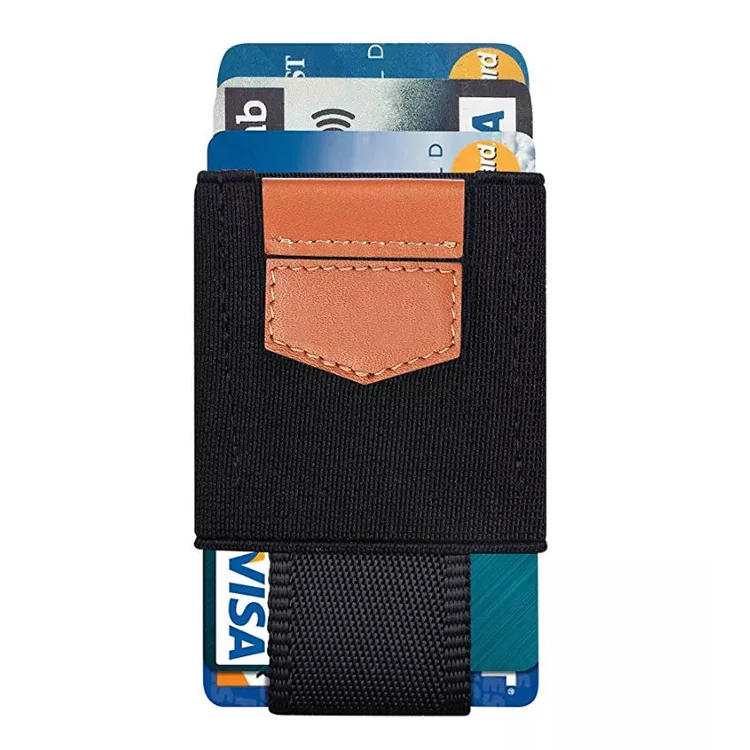 

Best slim leather elastic card holder strap magic wallet with card holder women and mens leather wallet