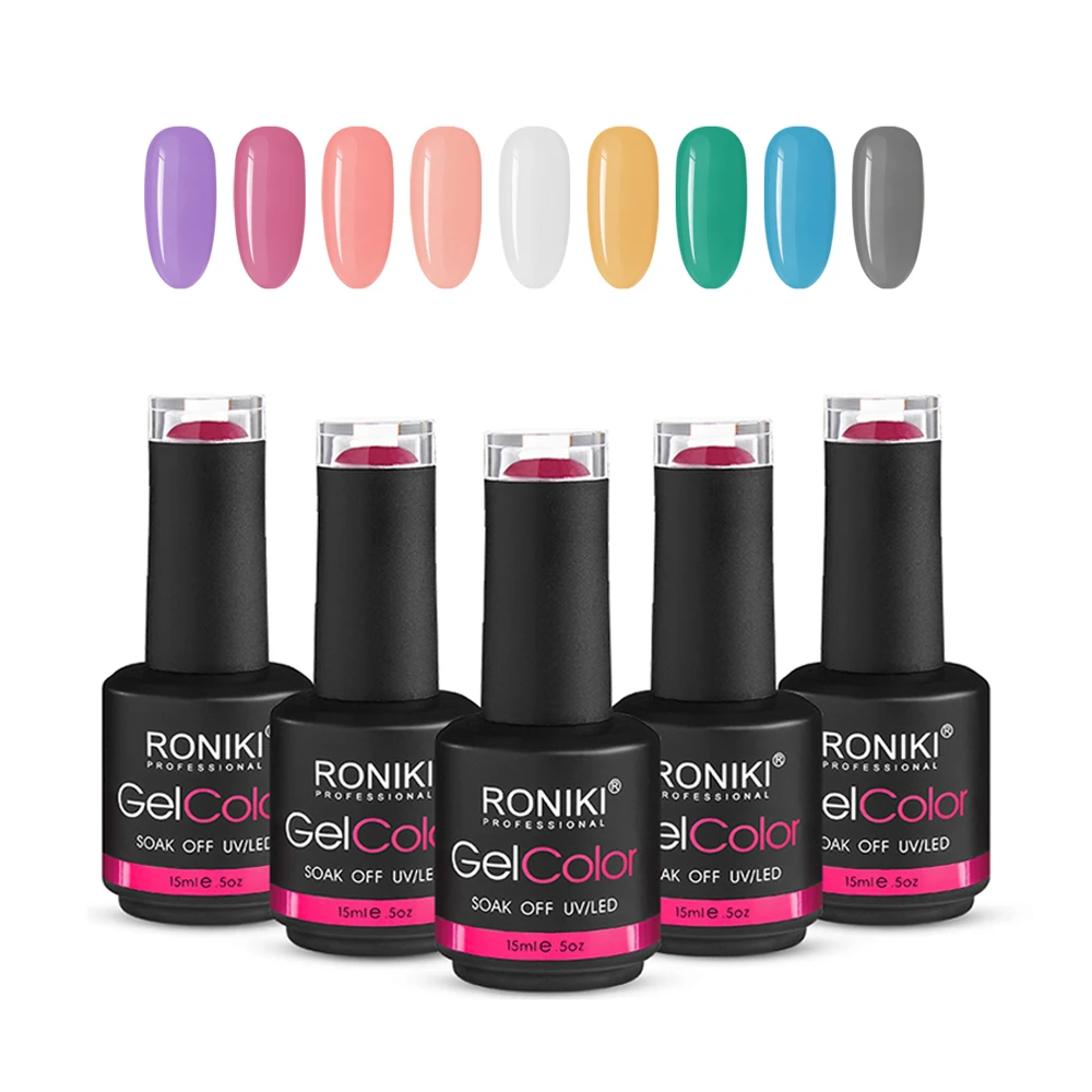 

RONIKI Free Sample Custom designs non toxic private label salon color uv / led polish nail gel For Salon, 308 colors
