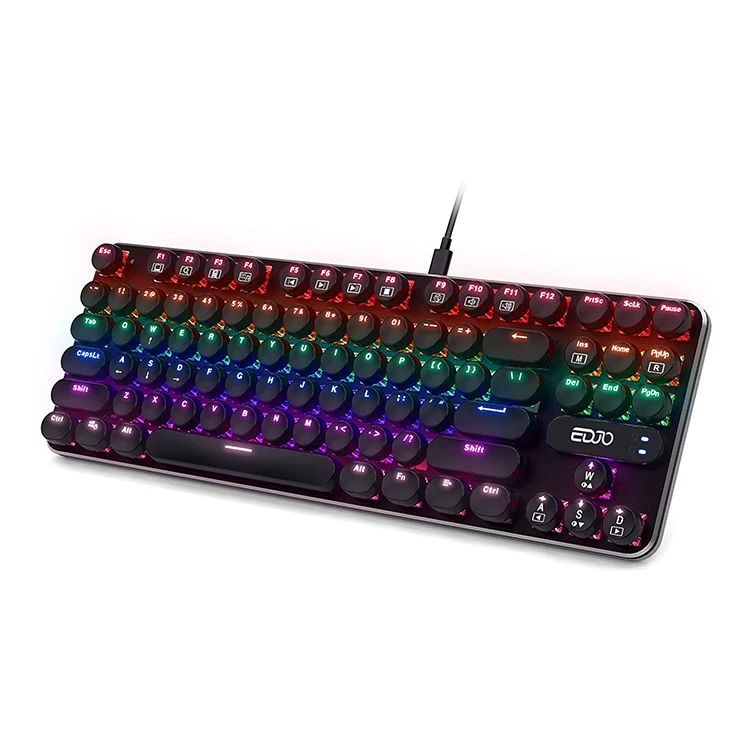 

best seller Blue Switch 87 Keys LED Rainbow Backlit Wired Keyboard aluminum mechanical keyboard for PC Gamers, Customized color