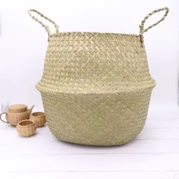 

Hot sale Seagrass Wickerwork Basket Rattan Hanging Flower Pot Dirty Laundry Hamper Storage Basket Dropshipping