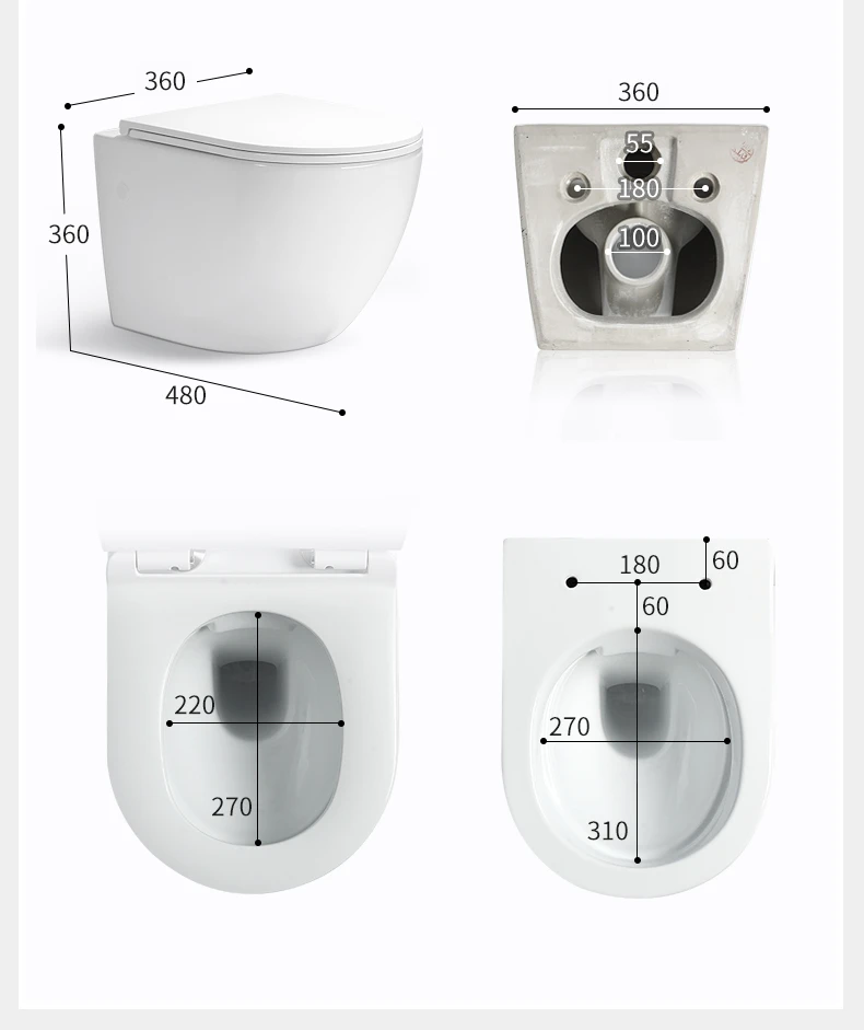 Good quality modern design P trap small ceramic wall-hung toilet manufacture