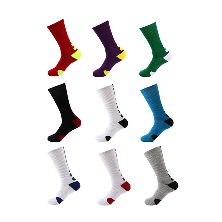

Cheap custom wholesale elite athletic half cushioned cotton basketball mens crew socks, Custom color