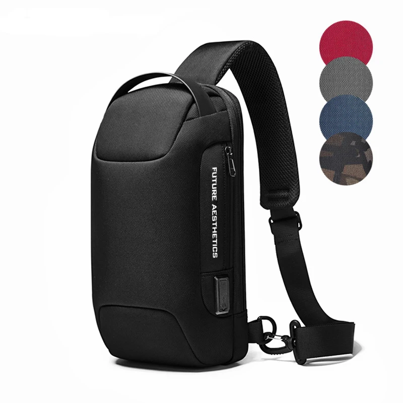 

Waterproof Sling Bag Password Lock Lightweight Chest Shoulder Backpack USB Charging Port Single Strap Rucksack Travel Sport Pack