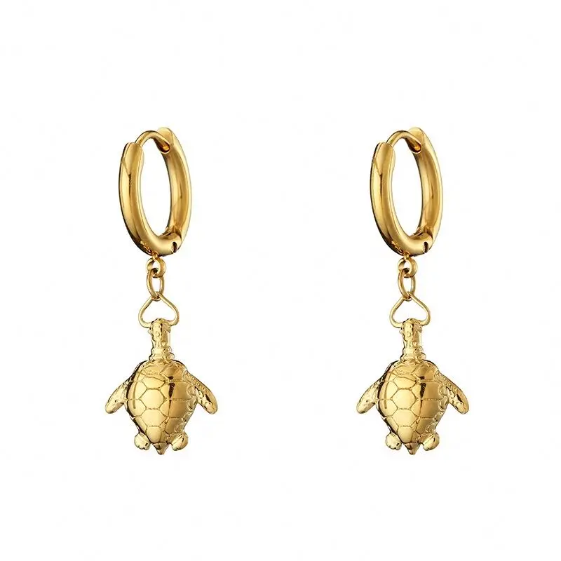 

Unique Gold Plated Lucky Turtle Pendant Earrings Factory Price Stainless Steel Fashion Jewelry